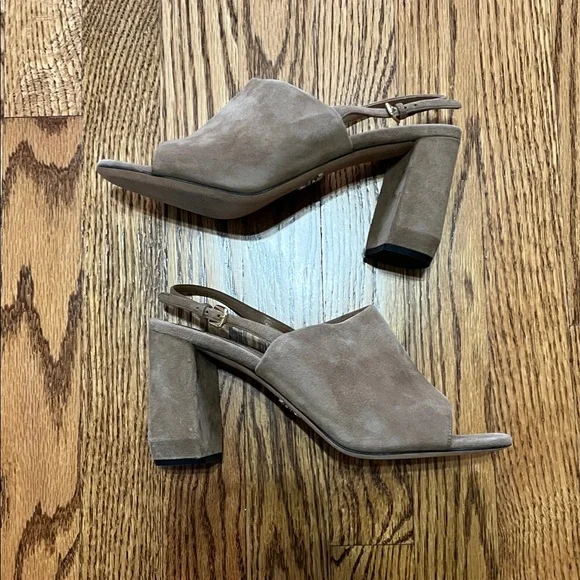 Prada Shield Suede Calzature Donna Camoscio Slingback Heels - Picture 6 of 9